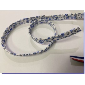 Passepoil Coton  Imprimé Liberty Bleu sur Fond Blanc, Pour Loisirs Créatifs