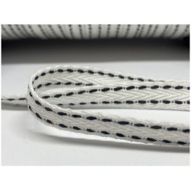 Ruban Sergé En 10 mm Blanc A point Cellier  En coton  A Coudre Pour Loisirs Créatifs Et Décorations.