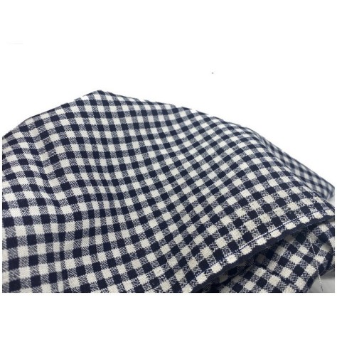 Tissu Coton A Carreaux Imprimé Bleu Marine Sur Fond Blanc  Au Mètre En Grande Largeur