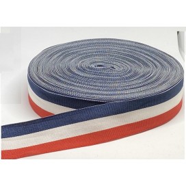 Ruban Tricolore 33 MM Au Mètre - Ruban Tissu Drapeau Bleu Blanc Rouge A Coudre
