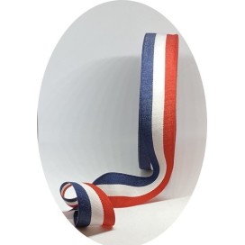 Ruban Tricolore 33 MM Au Mètre - Ruban Tissu Drapeau Bleu Blanc Rouge A Coudre