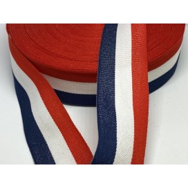 Ruban Tricolore 33 MM Au Mètre - Ruban Tissu Drapeau Bleu Blanc Rouge A Coudre