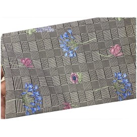 Tissu Coton Prince De Galle Gris Imprimé fleurs Au Mètre En Grande Largeur