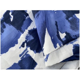 Tissu Voile De Coton Imprimé Bleu Au Mètre En Grande Largeur