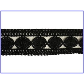 Galon Dentelle Guipure Au Mètre En 6,5 Cm Noir En Entre Deux Pour Customisations Et Décorations