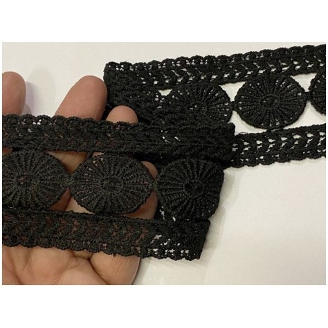 Galon Dentelle Guipure Au Mètre En 6,5 Cm Noir En Entre Deux Pour Customisations Et Décorations