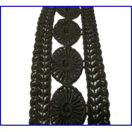 Galon Dentelle Guipure Au Mètre En 6,5 Cm Noir En Entre Deux Pour Customisations Et Décorations