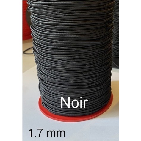 Cordon Lacet Elastique Noir Rond  En 1.7 mm A Coudre Pour Loisirs Créatifs.