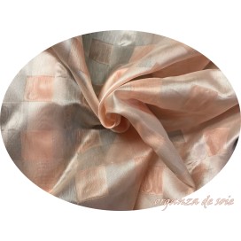 Tissu Organza De Soie Imprimé  Saumon Au Mètre Couture.