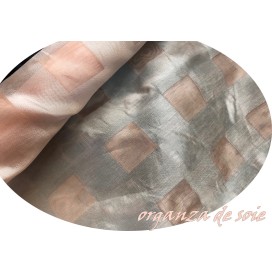 Tissu Organza De Soie Imprimé  Saumon Au Mètre Couture.