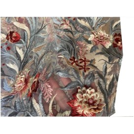 Dentelle  Brodé  Au Mètre En Motifs Fleurs Sur Tulle Gris Perle