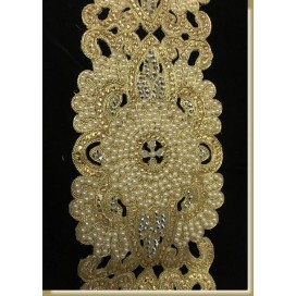 Galon Ruban Brodé Doré OR En Perles Et Strass  Pour Décorations Caftans Et Customisations.