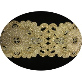 Galon Ruban Brodé Doré OR En Perles Et Strass  Pour Décorations Caftans Et Customisations.