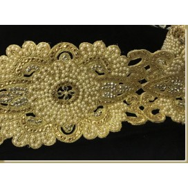 Galon Ruban Brodé Doré OR En Perles Et Strass  Pour Décorations Caftans Et Customisations.
