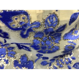 Tissu Velous Dévoré Couture Bleu Royal Au Mètre