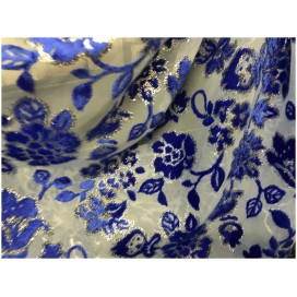 Tissu Velous Dévoré Couture Bleu Royal Au Mètre