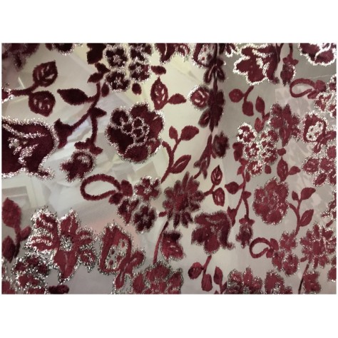 Tissu Velours Dévoré Couture Bordeaux  Au Mètre Pour Fabrication de vetements