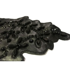 Motif Patch, Applique, En Simili Cuir Noir Orné De  Perles Et  De Sequins