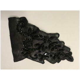 Motif Patch, Applique, En Simili Cuir Noir Orné De  Perles Et  De Sequins