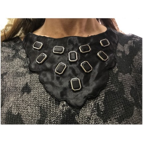 Col Applique A Coudre En Satin Noir