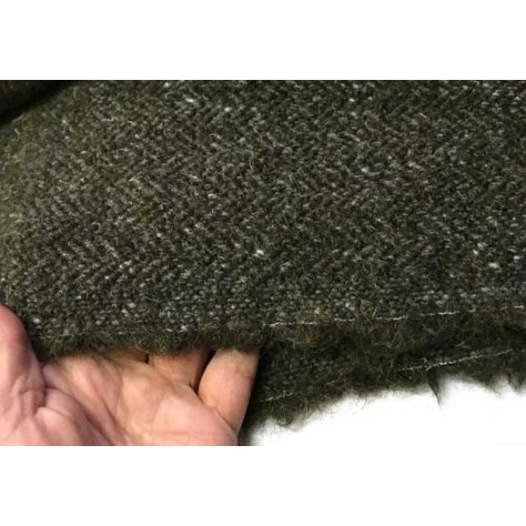 Tissu Laine et Mohair kaki au Mètre  Haute  Couture.
