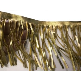 Frange Simili Cuir Au mètre  En Doré Or En 10 Cm Noir Au Mètre A Coudre Pour Loisirs Créatifs.