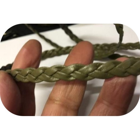 Galon Ruban Tressé Kaki En Simili Cuir  A Coudre Pour Loisirs Créatifs Et Décorations.