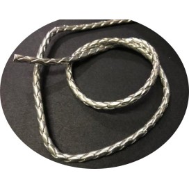 Cordon Ruban Tressé Argenté En Simili Cuir  A Coudre Pour Loisirs Créatifs Et Décorations.