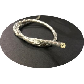 Cordon Ruban Tressé Argenté En Simili Cuir  A Coudre Pour Loisirs Créatifs Et Décorations.