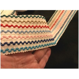 Elastique Plat Croquet Multicolore Sur Fond Blanc En 7 Cm Au Mètre Couture
