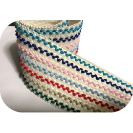 Elastique Plat Croquet Multicolore Sur Fond Blanc En 7 Cm Au Mètre Couture