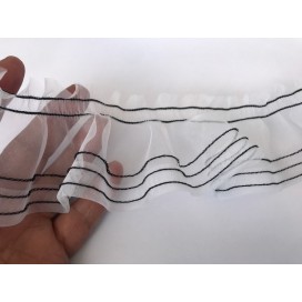 Ruban A Volant Organza élastique Blanc  Pour Customiations Et DécorationsA Coudre