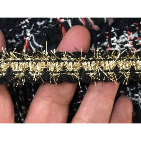 Galon Au Mètre Style " Chanel" Noir au Mètre Orné de Fil Doré