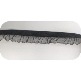 Galon Ruban Organza élastique En Noir FrouFrou Avec Finition Argenté A Coudre.