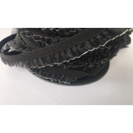 Galon Ruban Organza élastique En Noir FrouFrou Avec Finition Argenté A Coudre.