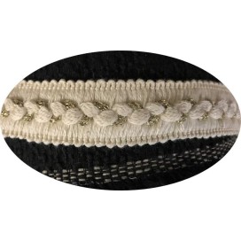 Galon Au Mètre Style " Chanel" Ecru au Mètre Entrelassé De  Fil Or