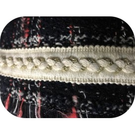 Galon Au Mètre Style " Chanel" Ecru au Mètre Entrelassé De  Fil Or