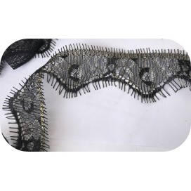 Dentelle Chantilly Noir Filé Or Couture Au Mètre