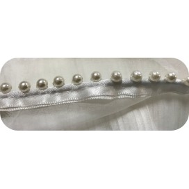 Galon Passepoil Satin Au Mètre Orné De Perles De Culture, Galon Ganse En satin