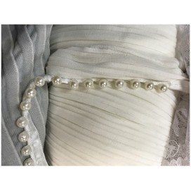 Galon Passepoil Satin Au Mètre Orné De Perles De Culture, Galon Ganse En satin