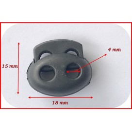 Bloc-Cordon Noir  2 Trous, Arrêts Pour Cordon