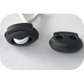 Bloc-Cordon Noir  2 Trous, Arrêts Pour Cordon