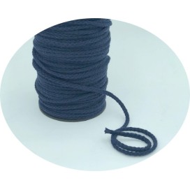 Cordon Coton Tréssé Bleu Marine Au Mètre