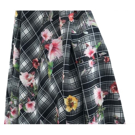 Tissu En Coton Lycra Imprimé Fleurs Au Mètre En Grande Largeur