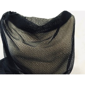 Tulle Résille Tissé Imprimé Lycra Elastique Noir Au Mètre  Pour Lingerie, Justaucorps.