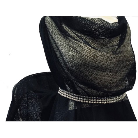 Tulle Résille Tissé Imprimé Lycra Elastique Noir Au Mètre  Pour Lingerie, Justaucorps.