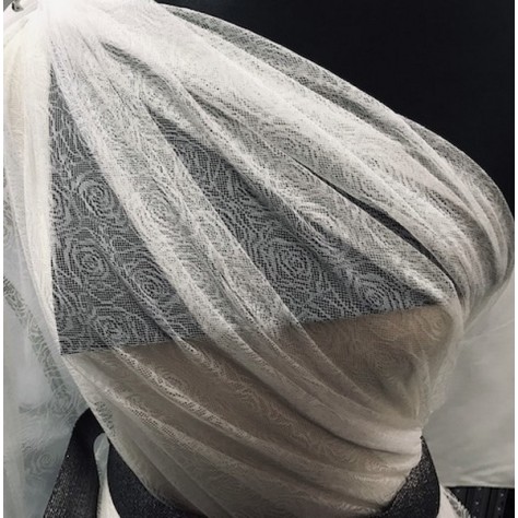 Tulle Résille Tissé Imprimé Lycra Elastique Blanc Au Mètre  Pour Lingerie, Justaucorps.
