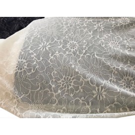 Tulle Résille Tissé Imprimé Lycra Elastique Ivoire Au Mètre  Pour Lingerie, Justaucorps.