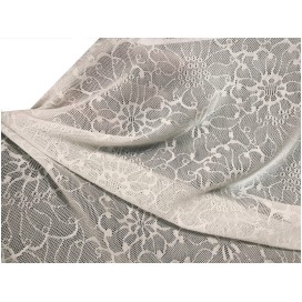 Tulle Résille Tissé Imprimé Lycra Elastique Ivoire Au Mètre  Pour Lingerie, Justaucorps.