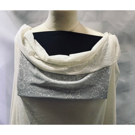 Tulle Résille Tissé Imprimé Lycra Elastique Ivoire Au Mètre  Pour Lingerie, Justaucorps.